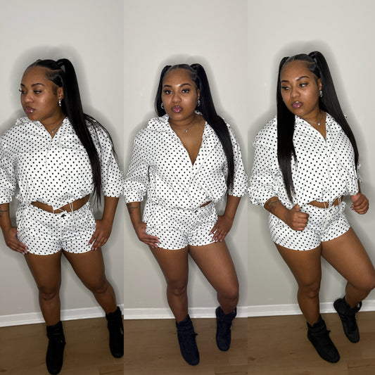 “Polka Dot Jacket Short Set”